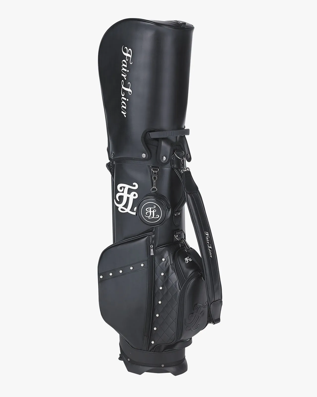 Pearl Quilted Stand Bag - Black