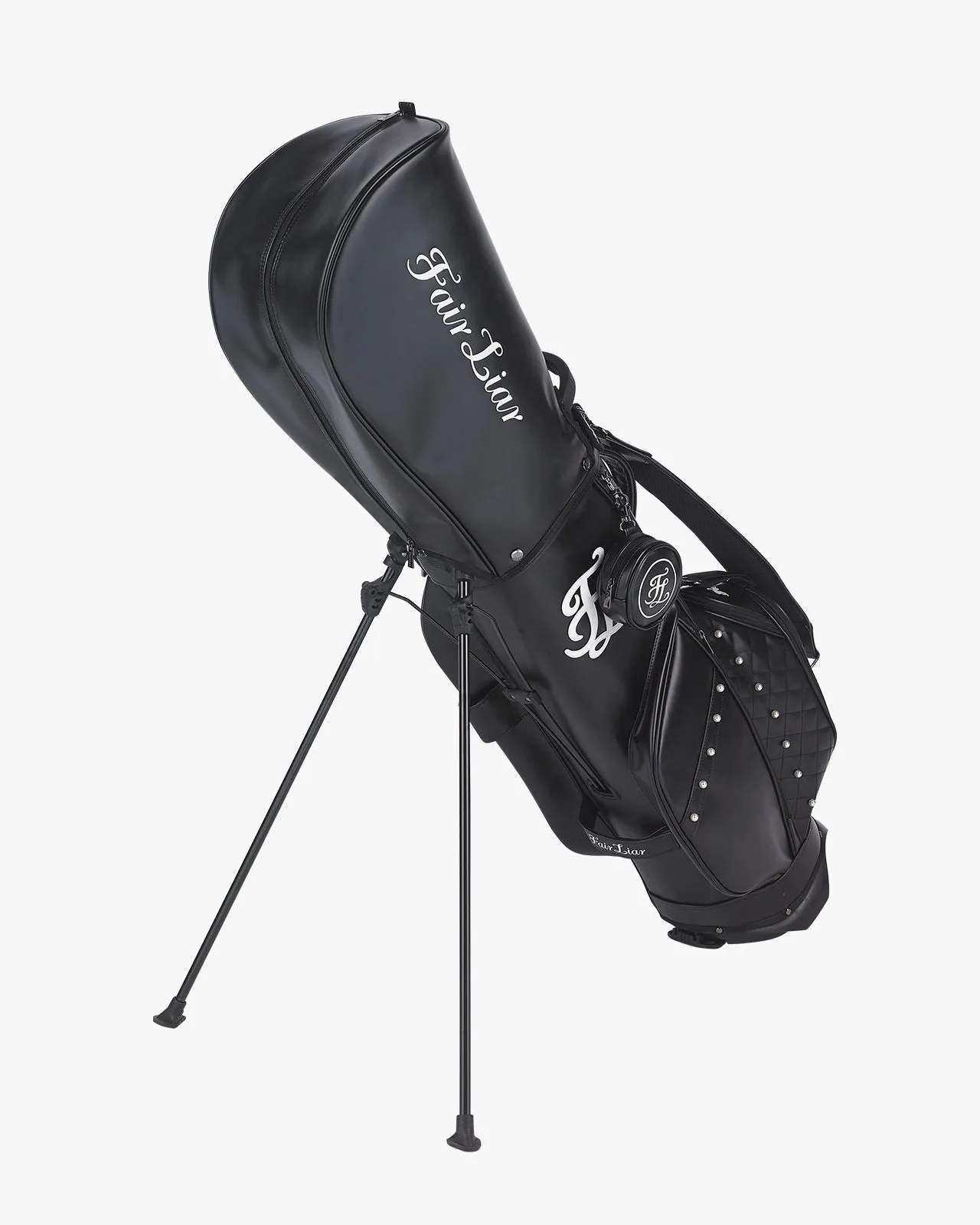 Pearl Quilted Stand Bag - Black