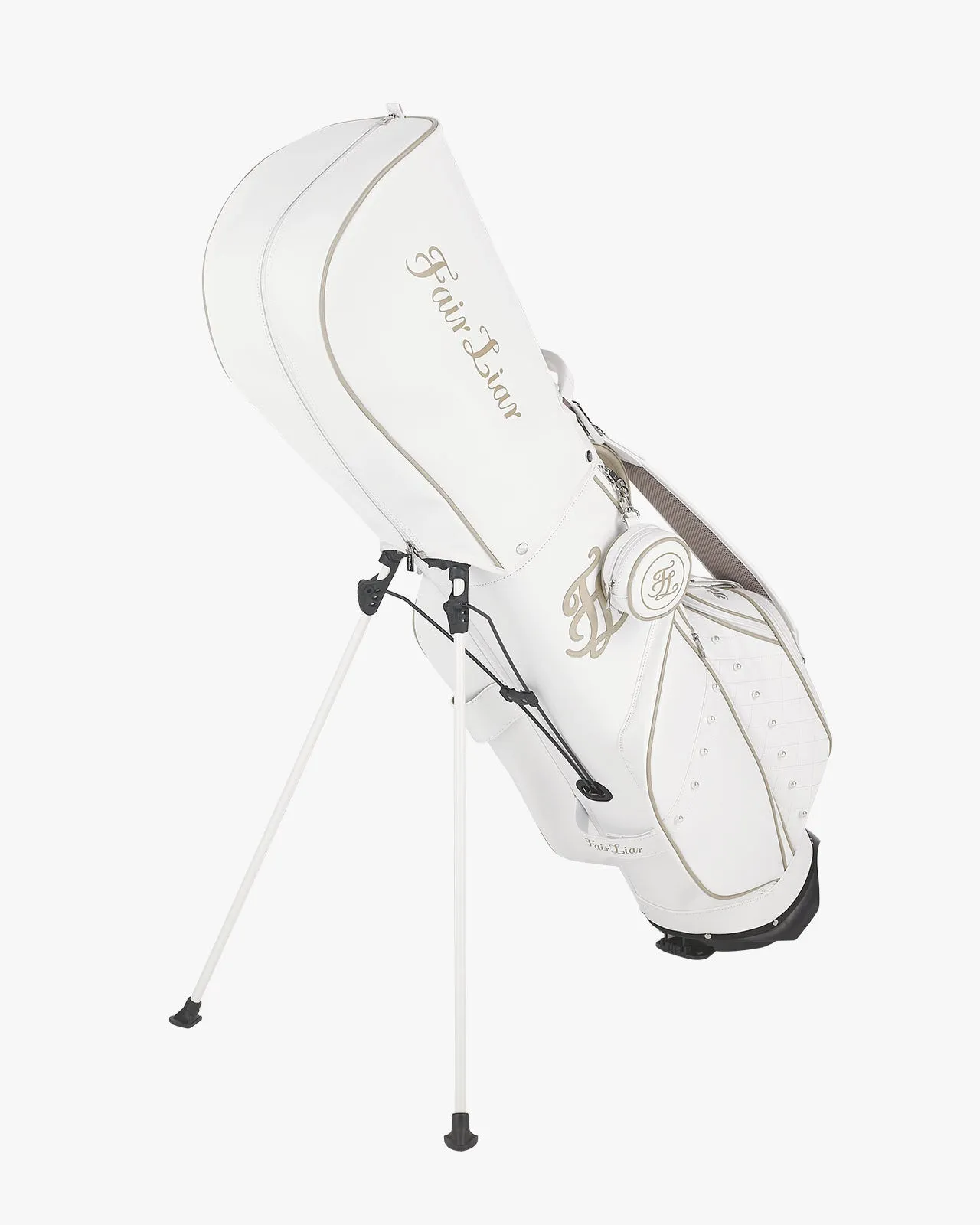 Pearl Quilted Stand Bag - White
