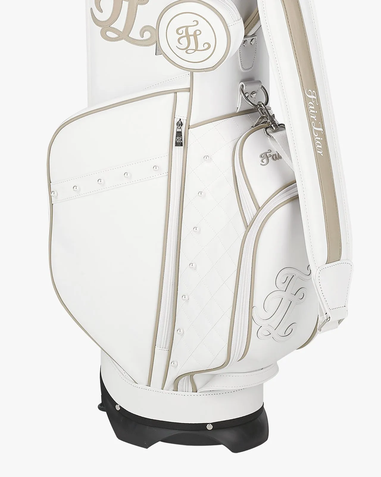 Pearl Quilted Stand Bag - White