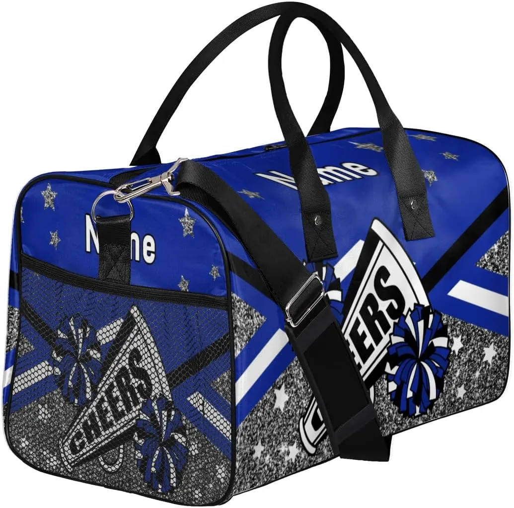 Personalized Cheer Bag Custom Cheerleader Bag with Name Customized Gym Bag Sport Travel Duffel Bag for Women, Dark Blue Silver Gillter