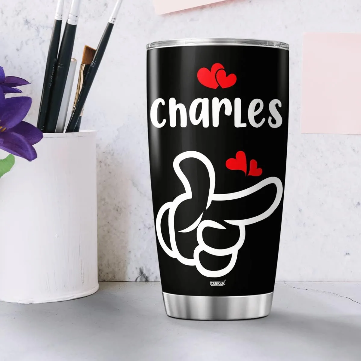 Personalized Coffee Tumbler Couples Customized Name Tumblers Hand Sign Stainless Steel Mugs For Husband Wife Friends Cups 20 30 Oz Insulated Travel Mug For Valentine Gifts