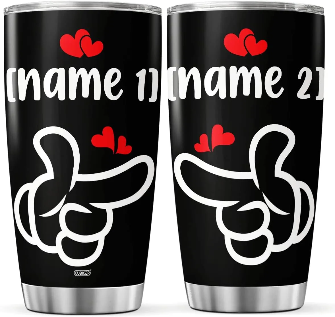 Personalized Coffee Tumbler Couples Customized Name Tumblers Hand Sign Stainless Steel Mugs For Husband Wife Friends Cups 20 30 Oz Insulated Travel Mug For Valentine Gifts
