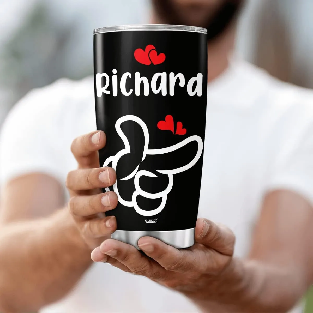 Personalized Coffee Tumbler Couples Customized Name Tumblers Hand Sign Stainless Steel Mugs For Husband Wife Friends Cups 20 30 Oz Insulated Travel Mug For Valentine Gifts
