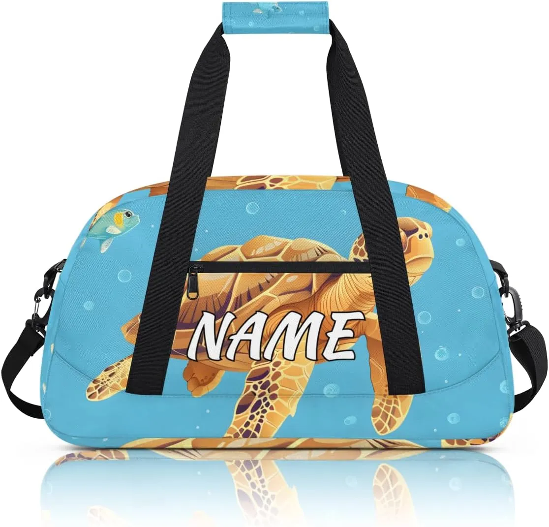 Personalized Custom Gym Bag for Women Men Carry on Sea Turtle Travel Duffel Tote Marine Biological Overnight Workout Weekender Bag