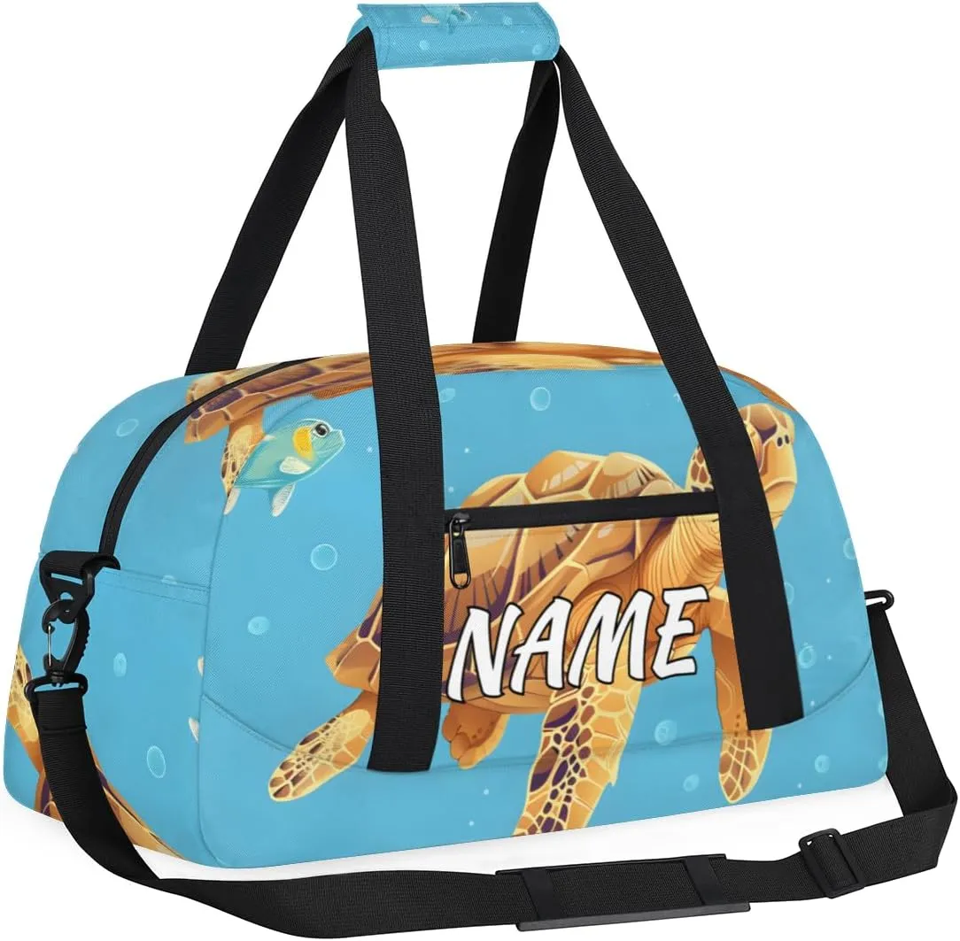 Personalized Custom Gym Bag for Women Men Carry on Sea Turtle Travel Duffel Tote Marine Biological Overnight Workout Weekender Bag