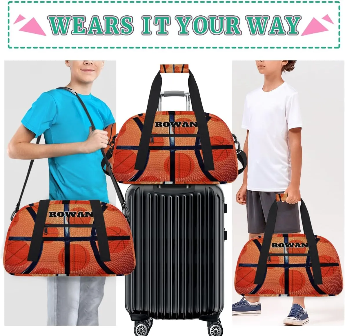 Personalized Dance Bag Gym Bag, Large Custom Sport Duffel Bag Weekender Bag Travel Duffel Bag Sports Basketball