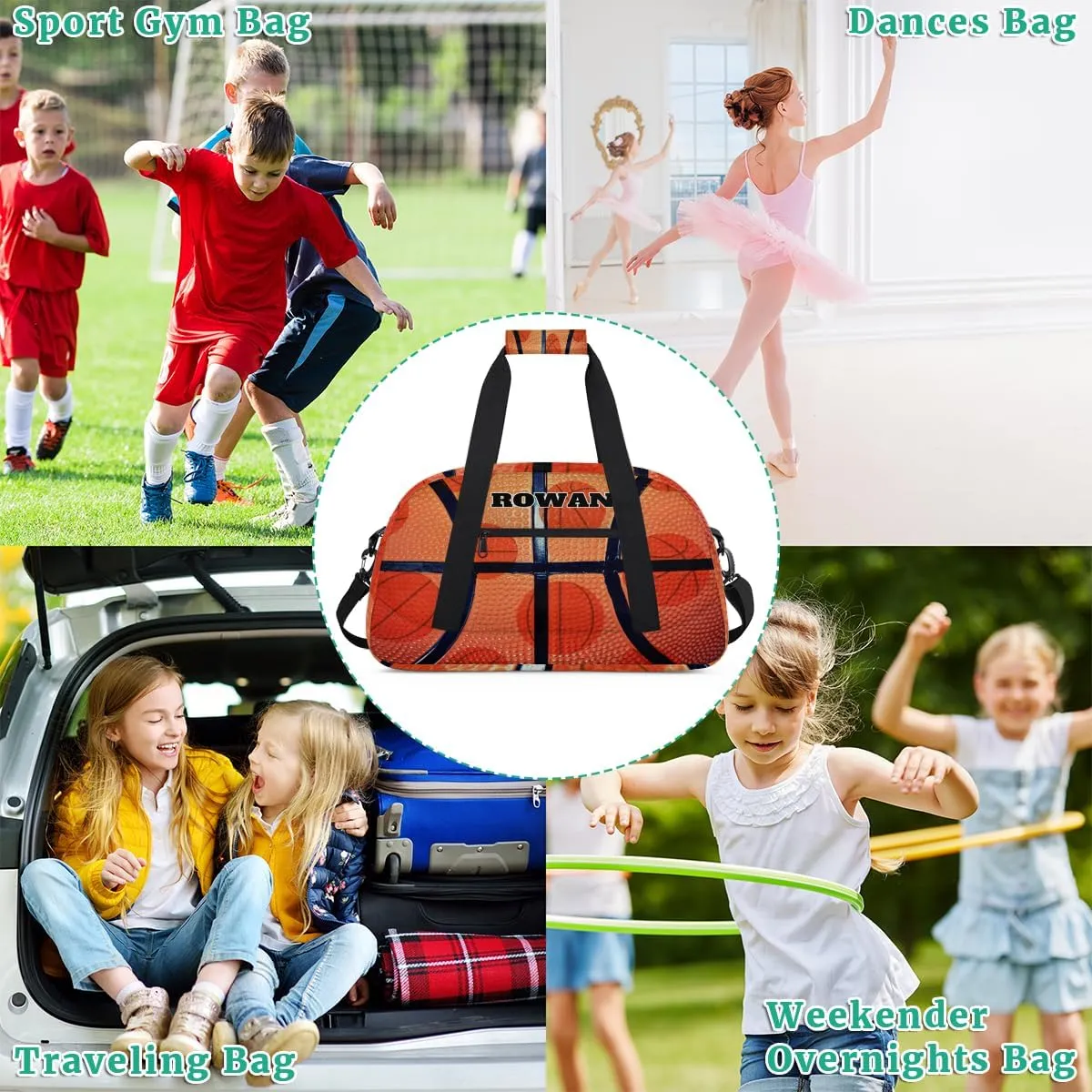 Personalized Dance Bag Gym Bag, Large Custom Sport Duffel Bag Weekender Bag Travel Duffel Bag Sports Basketball