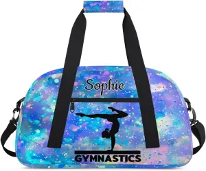 Personalized Dance Bag Gym Bags with Name Custom Sport Duffel Bag Gymnastic Training Bags Weekender Bags Travel Duffel Bag, Blue Purple