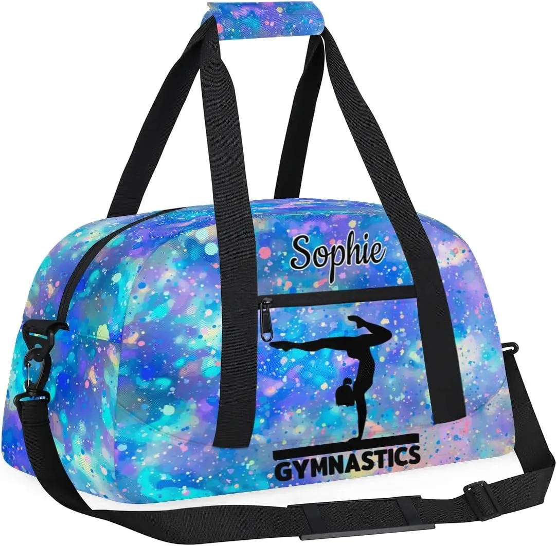 Personalized Dance Bag Gym Bags with Name Custom Sport Duffel Bag Gymnastic Training Bags Weekender Bags Travel Duffel Bag, Blue Purple