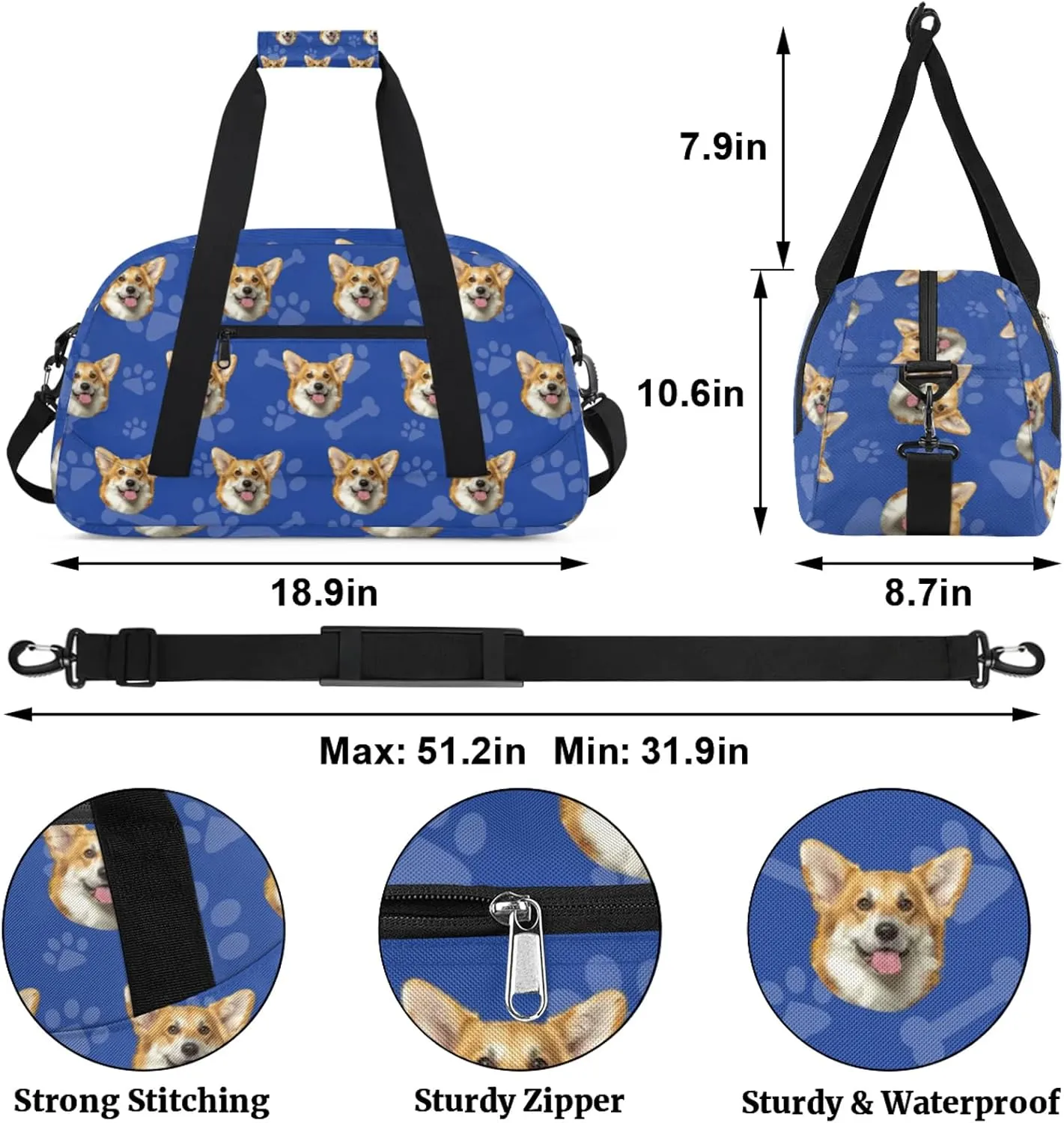 Personalized Face Duffel Bag with Face Picture, Custom Sport Training Bag, Travel Duffel Bags Waterproof Overnight Weekender Bag Gym Bag