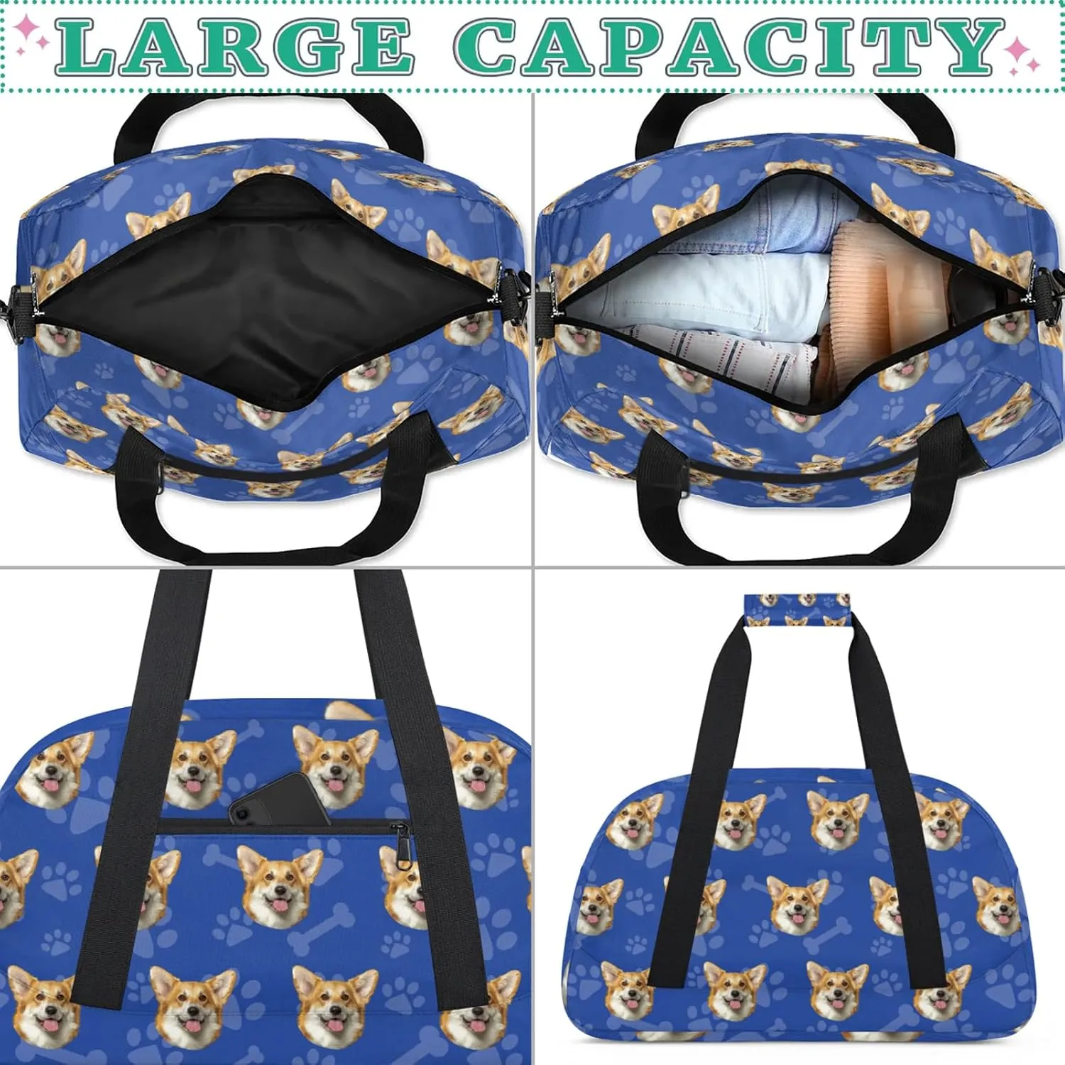 Personalized Face Duffel Bag with Face Picture, Custom Sport Training Bag, Travel Duffel Bags Waterproof Overnight Weekender Bag Gym Bag