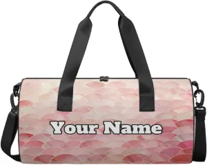 Personalized Fish Scale Pattern Sport Gym Bag, Custom Name Duffel Bags for Men, Waterproof Custom Sport Duffel Bag, Gymnastics Dance, Fish Scale