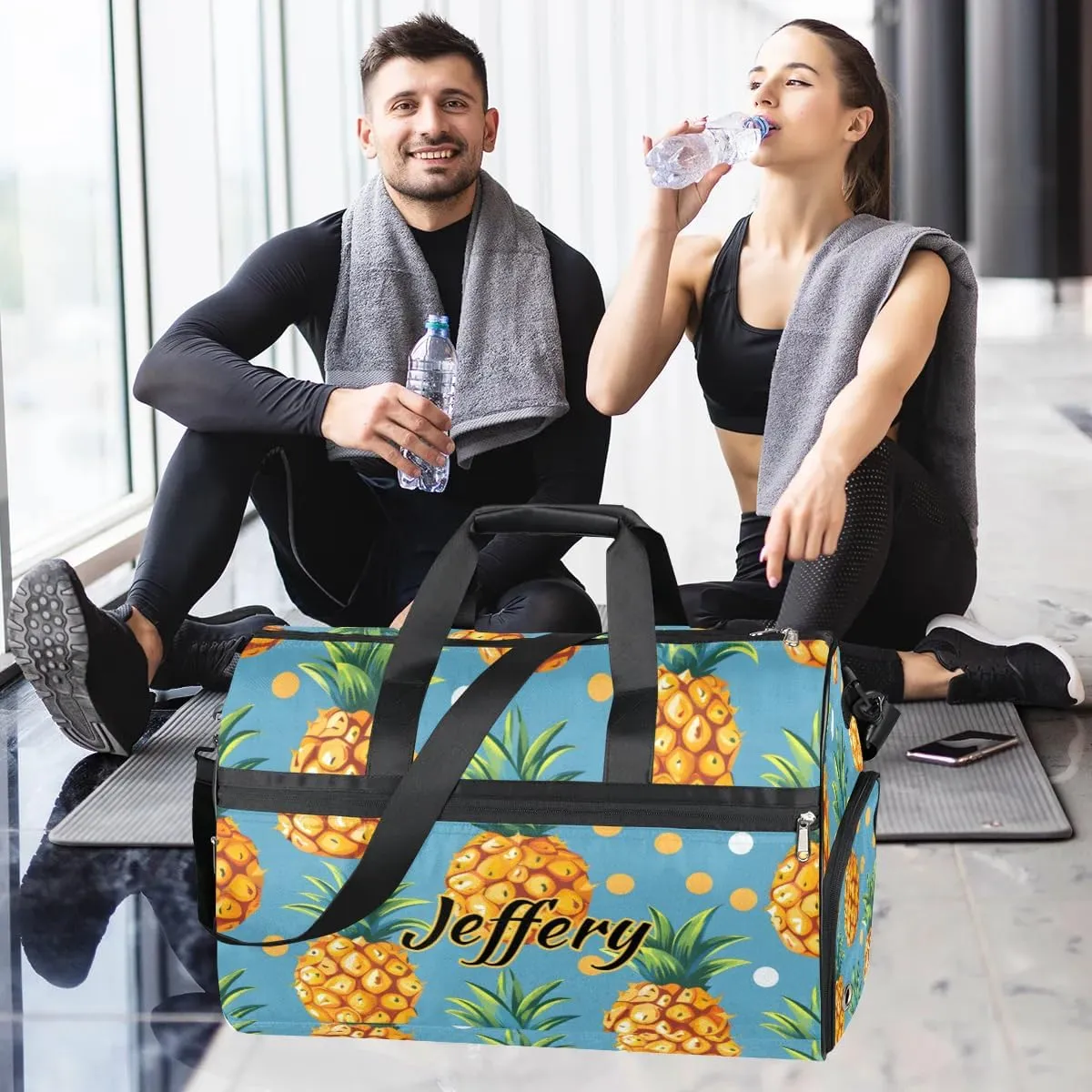 Personalized Gym Duffel Bag for Mens Large Duffel Bags Men Women Travel Duffel Bags Gym Accessories for Men Women Pineapple Fruit