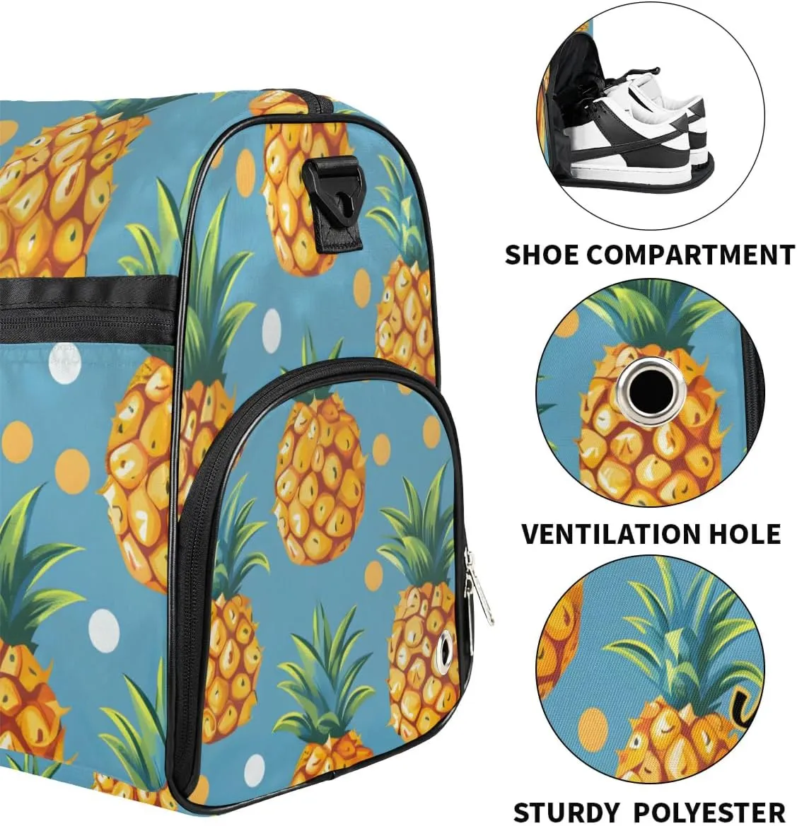 Personalized Gym Duffel Bag for Mens Large Duffel Bags Men Women Travel Duffel Bags Gym Accessories for Men Women Pineapple Fruit