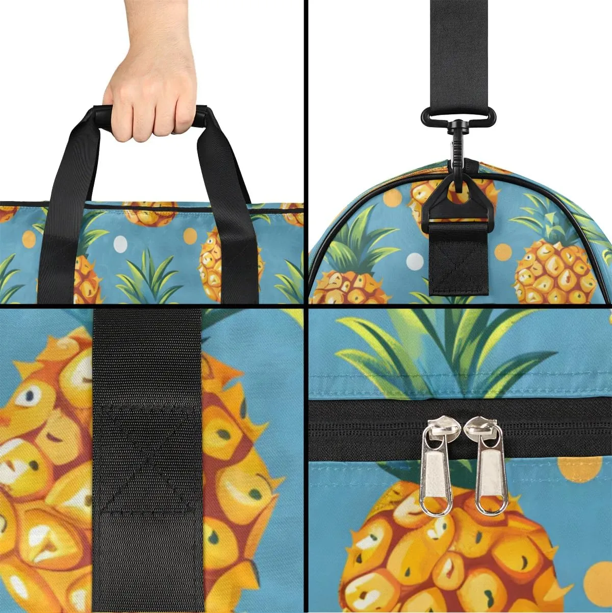 Personalized Gym Duffel Bag for Mens Large Duffel Bags Men Women Travel Duffel Bags Gym Accessories for Men Women Pineapple Fruit