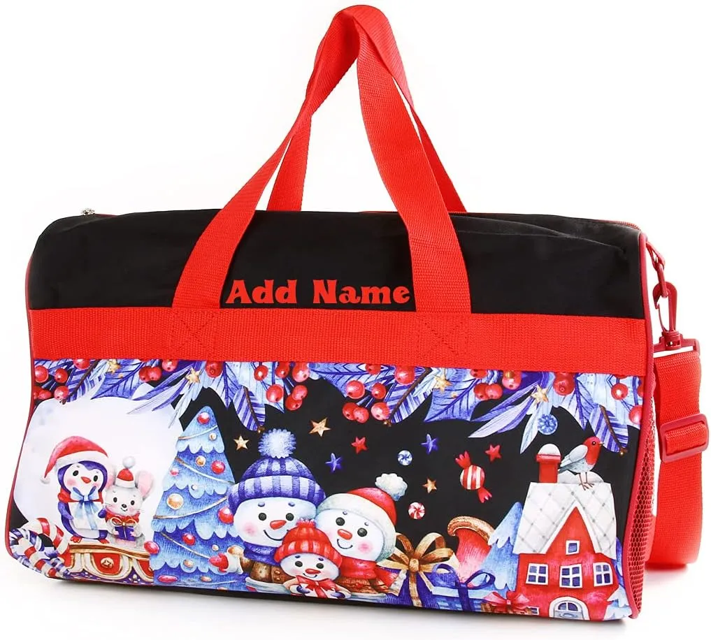Personalized Kids 18 Inch Duffel Bag for Sports, Travel and Sleepover - Christmas