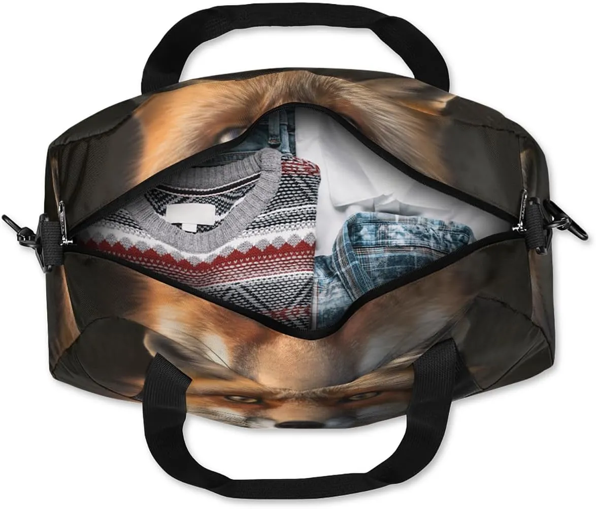 Personalized Kids Duffel Bag Animal Wildlife Fox,Custom Sport Gym Bag for Boys Girls,WWeekender Overnight Bags Travel Duffel Bag,Customized Kids Gift