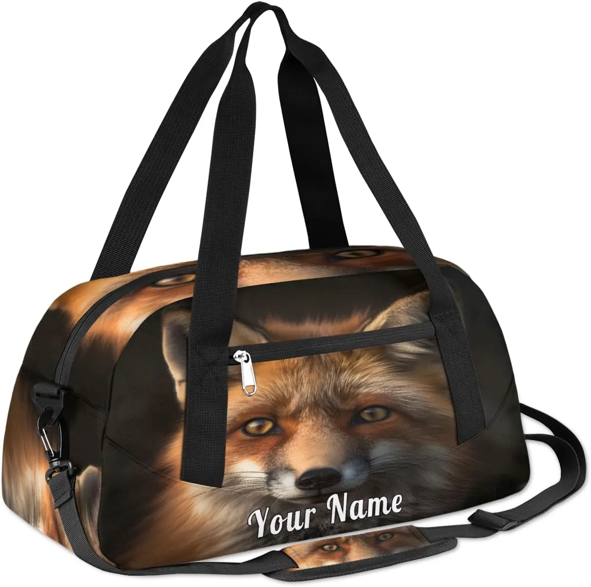 Personalized Kids Duffel Bag Animal Wildlife Fox,Custom Sport Gym Bag for Boys Girls,WWeekender Overnight Bags Travel Duffel Bag,Customized Kids Gift