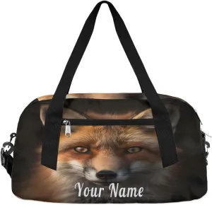 Personalized Kids Duffel Bag Animal Wildlife Fox,Custom Sport Gym Bag for Boys Girls,WWeekender Overnight Bags Travel Duffel Bag,Customized Kids Gift