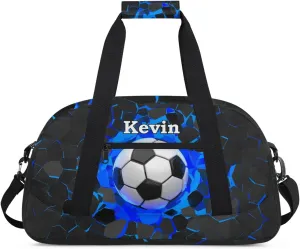 Personalized Kids Sports Duffel Bag with Name Custom Weekender Overnight Bag for Boys Girls Gym Bag Travel Dance Gymnastics Duffel Bag, Cool Soccer Sports