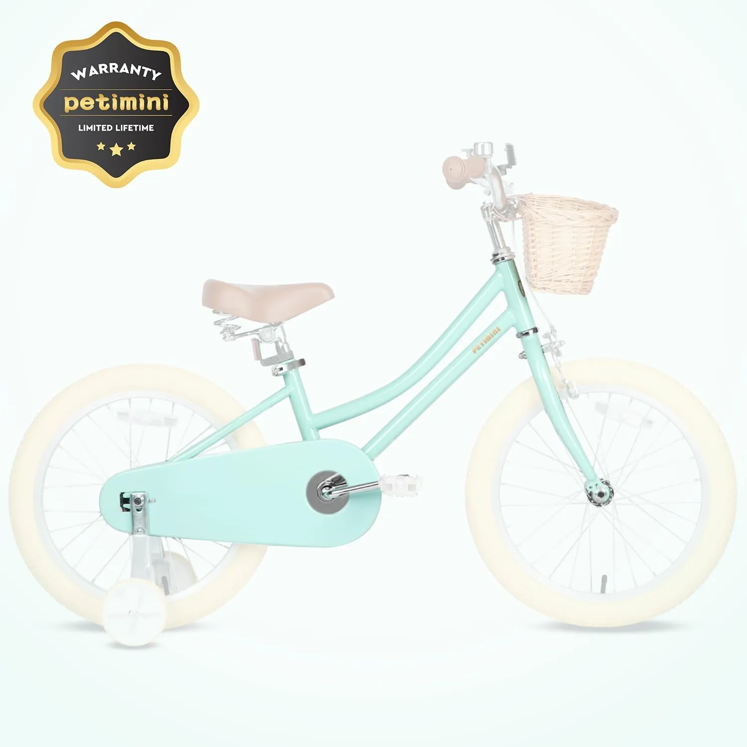Petimini Girls Bike with Basket for 2-12 Years Old Kids, 12 14 16 18 20 Inch Bicycle with Bell Training Wheels, Multiple Colors