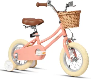 Petimini Girls Bike with Basket for 2-12 Years Old Kids, 12 14 16 18 20 Inch Bicycle with Bell Training Wheels, Multiple Colors