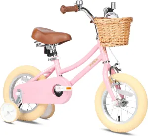 Petimini Girls Bike with Basket for 2-12 Years Old Kids, 12 14 16 18 20 Inch Bicycle with Bell Training Wheels, Multiple Colors