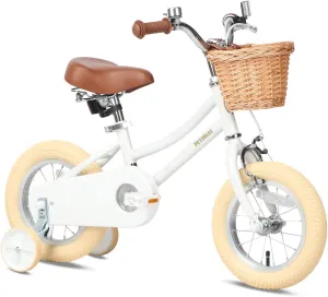 Petimini Girls Bike with Basket for 2-12 Years Old Kids, 12 14 16 18 20 Inch Bicycle with Bell Training Wheels, Multiple Colors