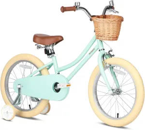 Petimini Girls Bike with Basket for 2-12 Years Old Kids, 12 14 16 18 20 Inch Bicycle with Bell Training Wheels, Multiple Colors