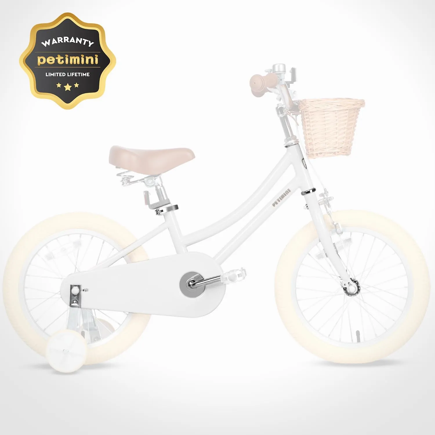 Petimini Girls Bike with Basket for 2-12 Years Old Kids, 12 14 16 18 20 Inch Bicycle with Bell Training Wheels, Multiple Colors