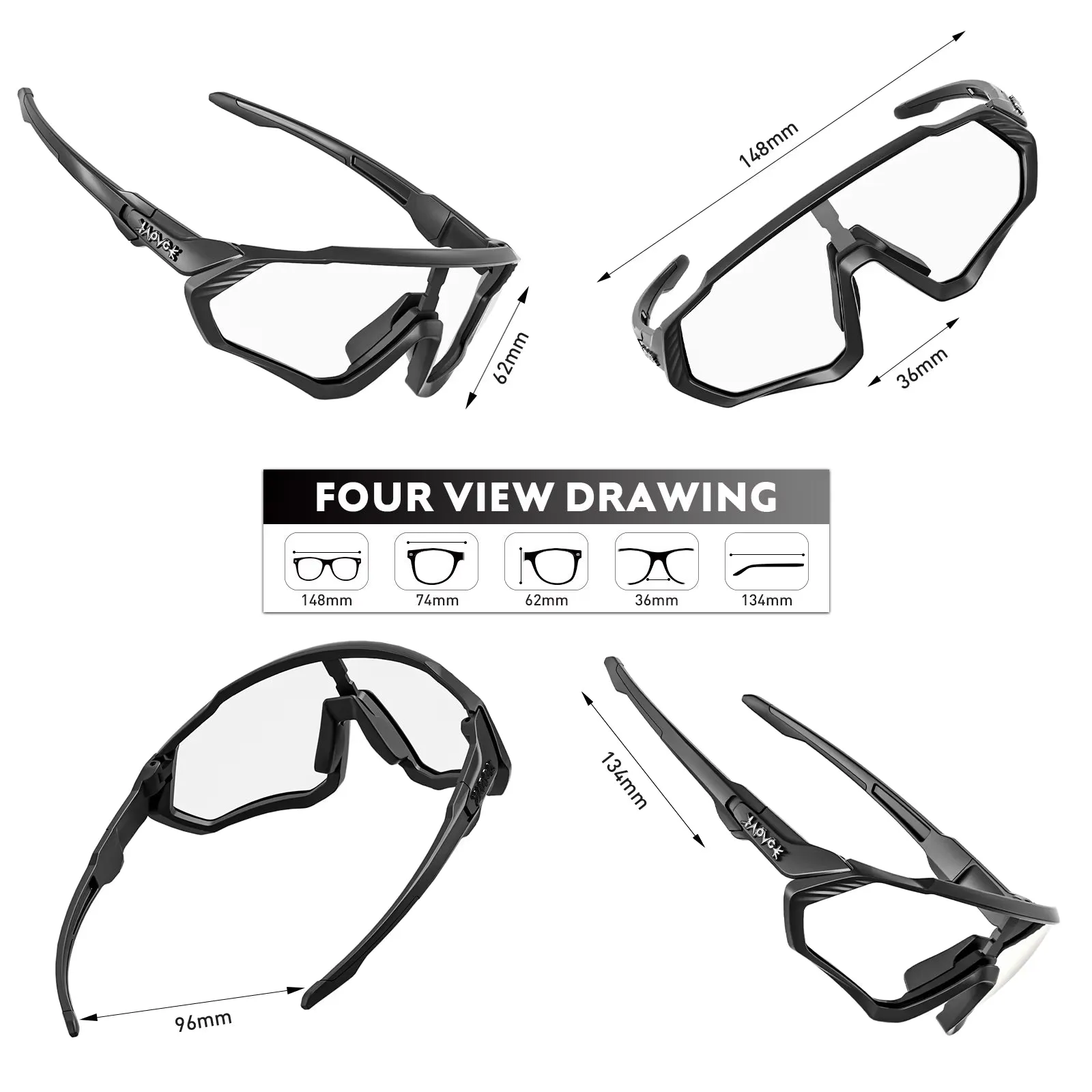 Photochromic Cycling Glasses Men Women Mountain Bike Sunglasses Clear MTB Bicycle Riding