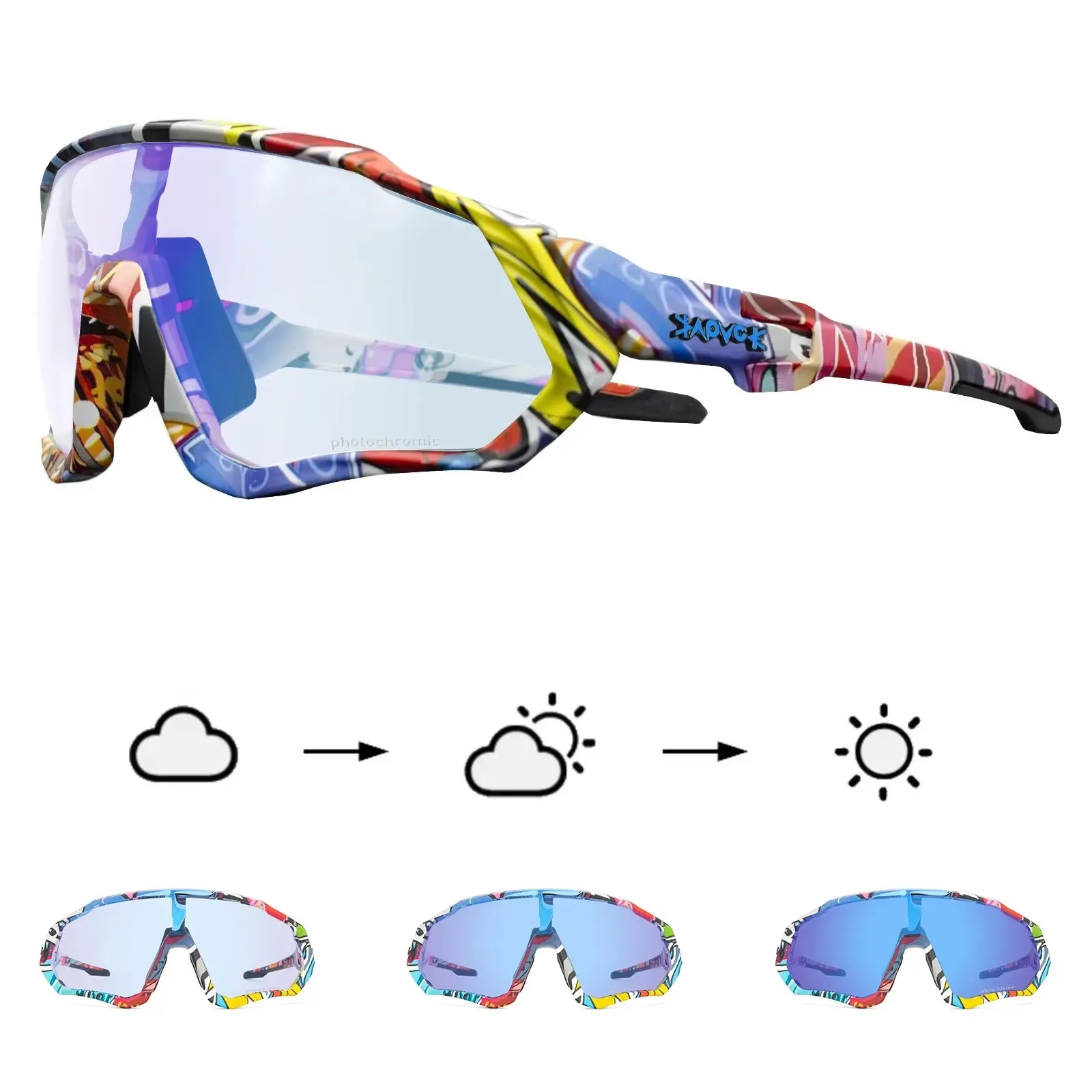 Photochromic Cycling Glasses Men Women Mountain Bike Sunglasses Clear MTB Bicycle Riding
