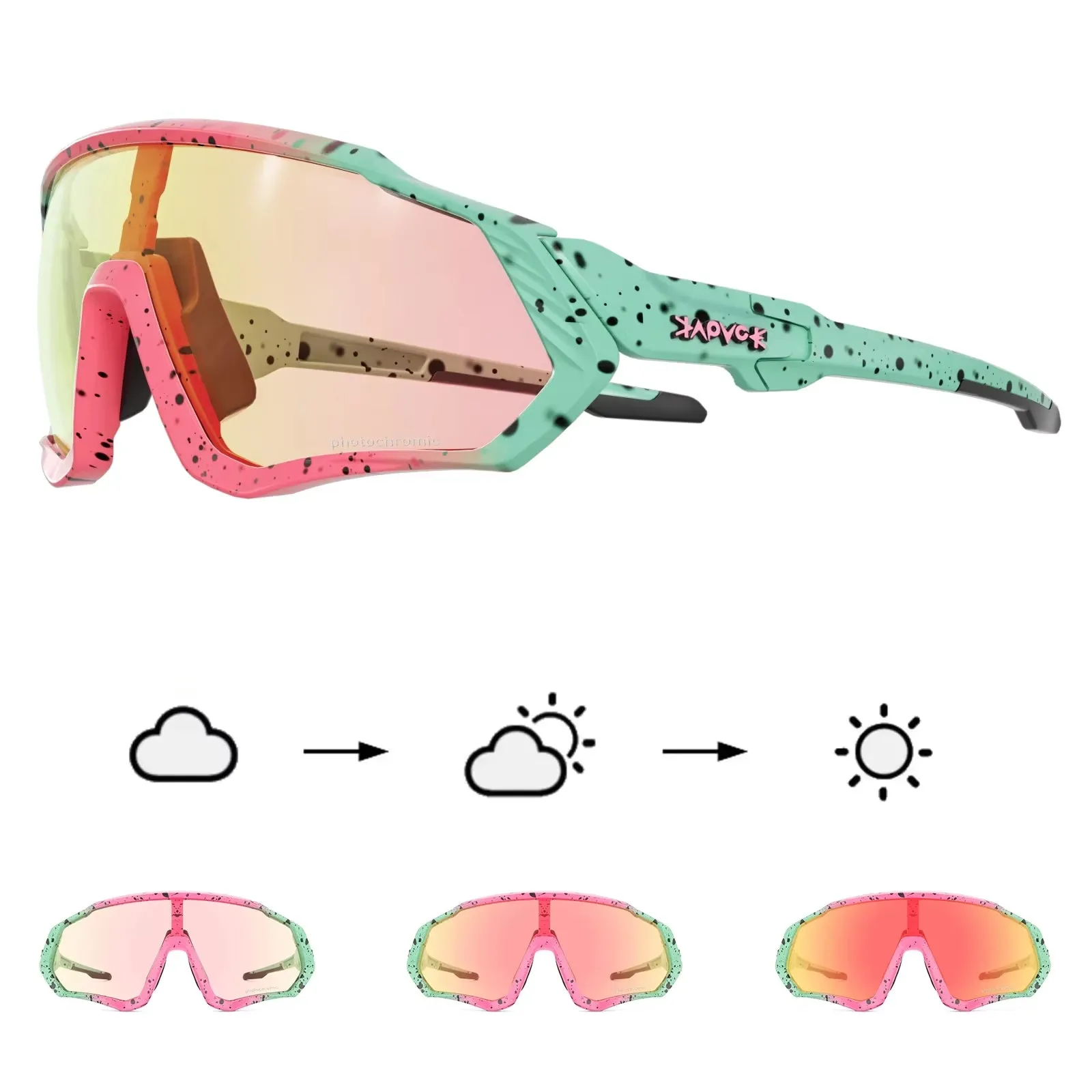 Photochromic Cycling Glasses Men Women Mountain Bike Sunglasses Clear MTB Bicycle Riding
