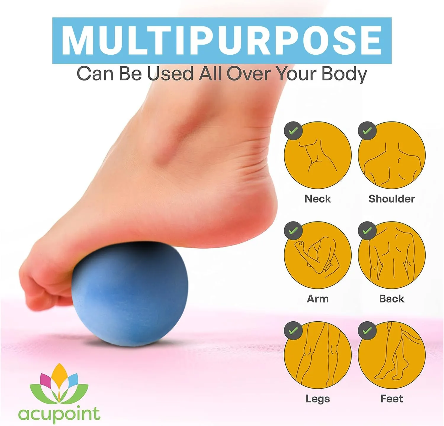 Physical Massage Therapy Ball Set - Ideal for Yoga, Deep Tissue Massage, Trigger Point Therapy and Myofascial Release Physical Therapy Equipment