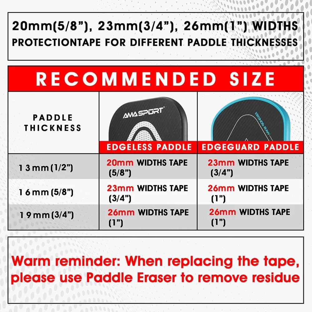Pickleball Paddle Protection Tape - Paddle Head Edge Guard - Racket Edge Protection Tape -Fit Perfectly Curved Edge -No Wrinkling
