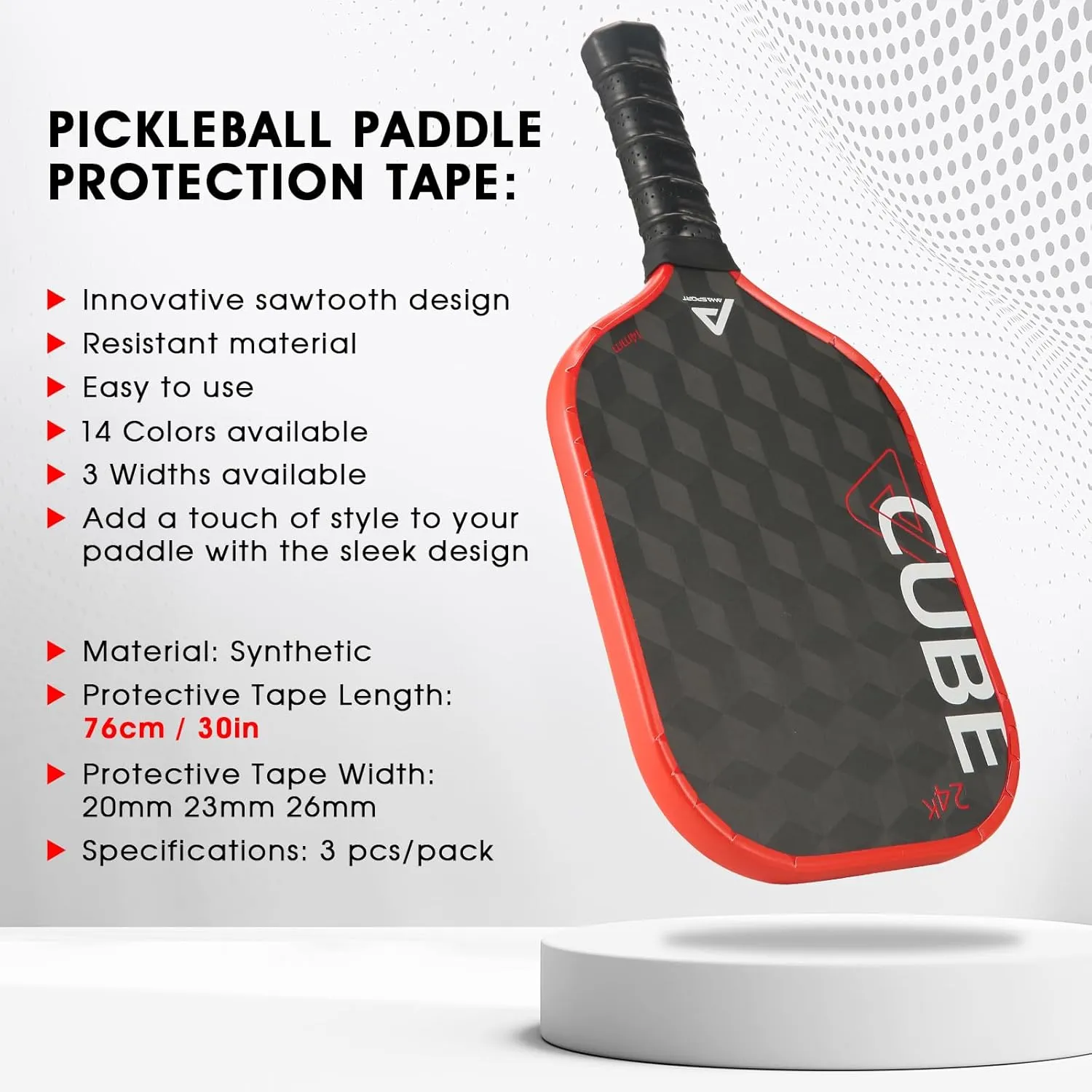 Pickleball Paddle Protection Tape - Paddle Head Edge Guard - Racket Edge Protection Tape -Fit Perfectly Curved Edge -No Wrinkling