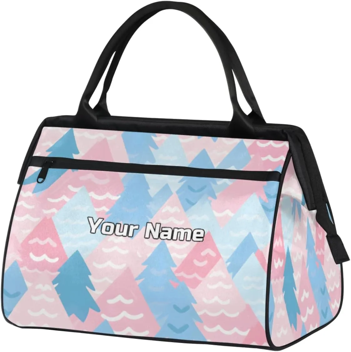 Pine Tree Travel Duffel Bag, Personalized Sports Gym Bag Custom for Women and Men Waterproof Overnight Weekender Carry On Tote Bags for Airplanes, Traveling, Gym, Football, Hospital Bag