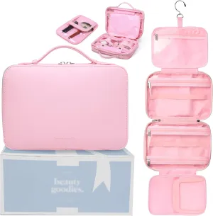 Pink Hanging Toiletry Bag for Women, Large Hanging Toiletry Bags for Traveling Women, Hanging Travel Toiletry Bag Women's Makeup Organizer for Cosmetics, Cute Large Toiletry Bags for Women Bathroom