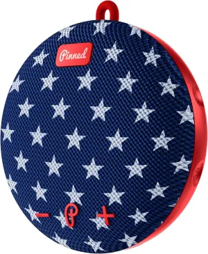 Pinned 2.0 Dart Speaker - USB-C Rechargeable, 10  Hour Battery, IPX7 Waterproof, Bag Clip Carabiner - Portable Bluetooth Speakers - Magnetic Golf Cart Speakers Bluetooth, American Flag