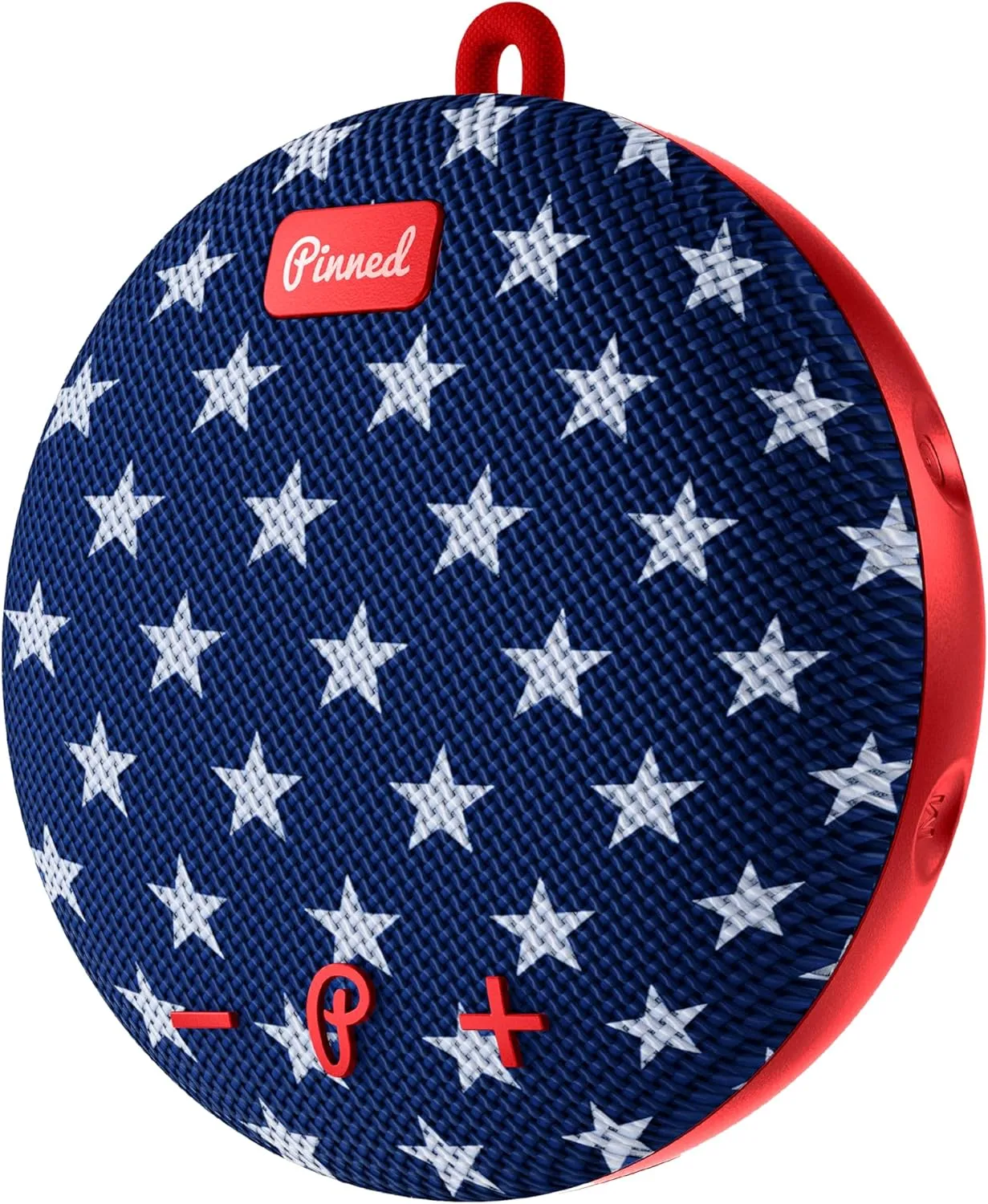 Pinned 2.0 Dart Speaker - USB-C Rechargeable, 10  Hour Battery, IPX7 Waterproof, Bag Clip Carabiner - Portable Bluetooth Speakers - Magnetic Golf Cart Speakers Bluetooth, American Flag