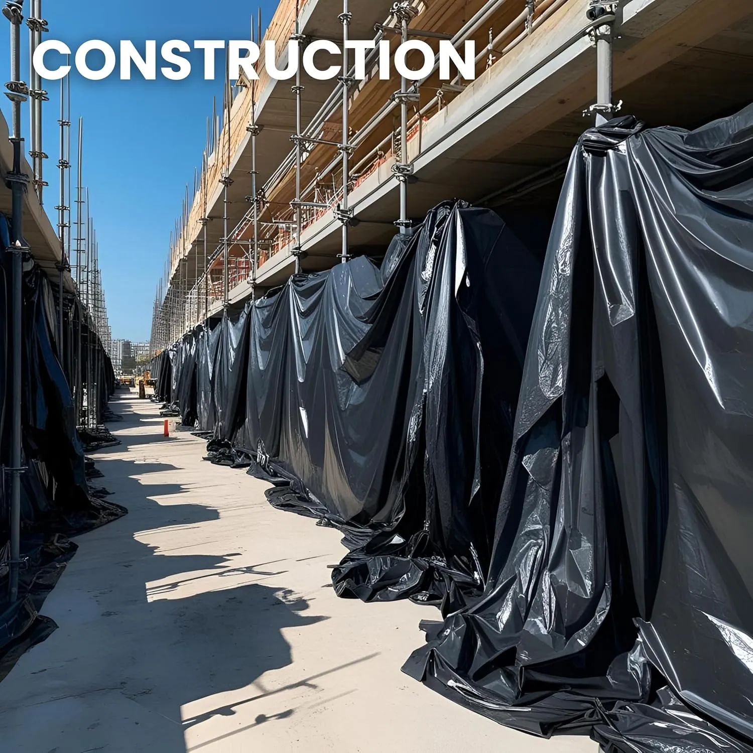Plastic Sheeting (10' x 25') Long, 6 Mil (Black) - UV Protection Poly Sheeting Polyethylene Film, Heavy Duty Greenhouse Plastic Sheeting