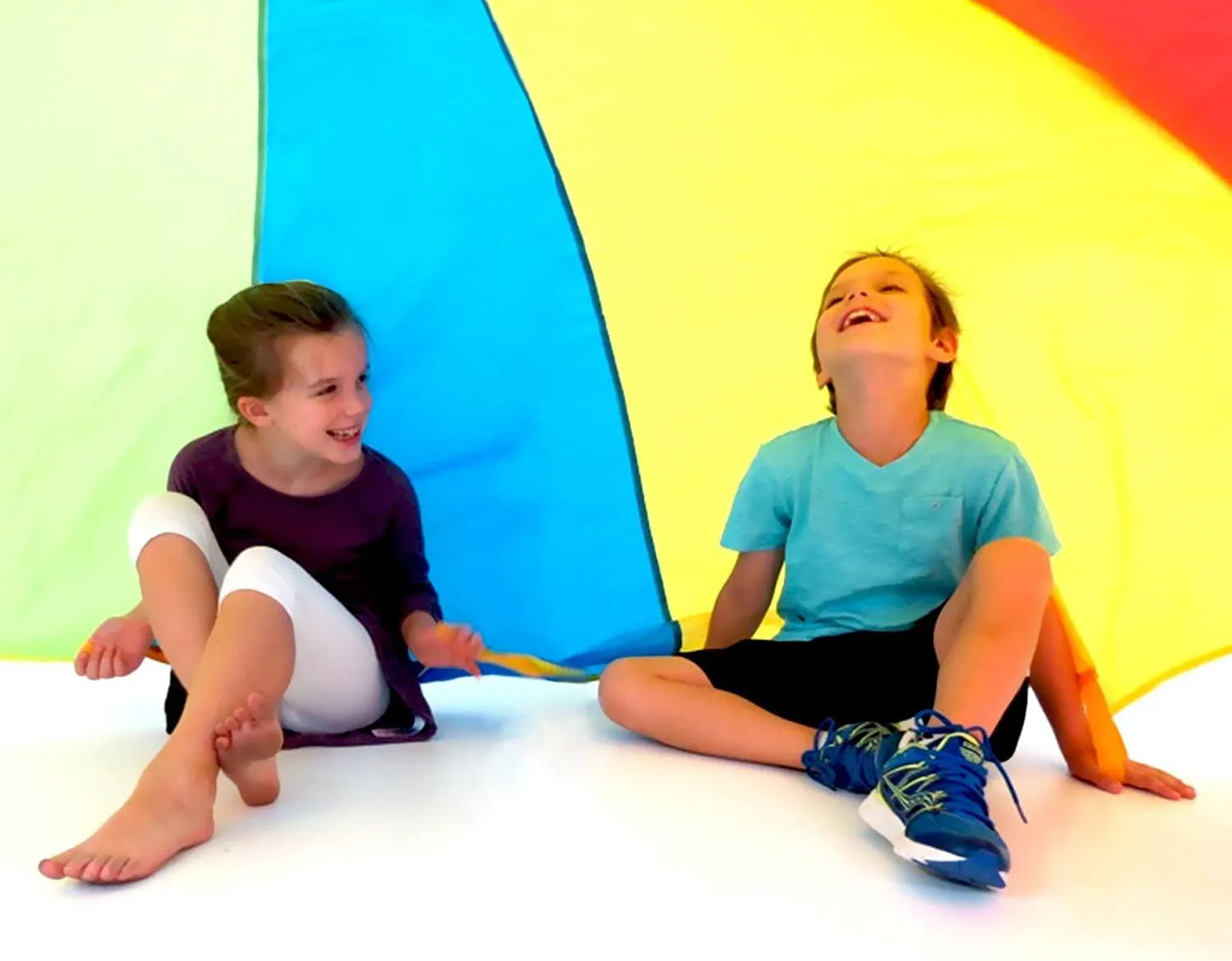 Play Platoon Rainbow Parachute Toy for Kids, 6 ft Play Parachute Game with 8 Handles, PE Equipment for Elementary School Gym Class, Backyard/Indoor Equipment
