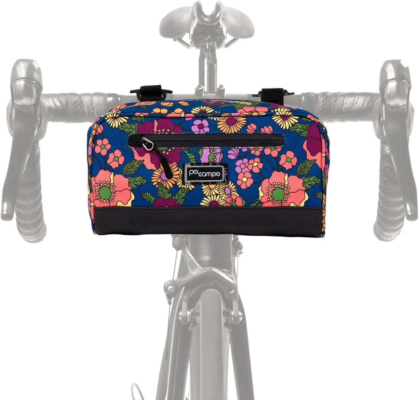Po Campo Domino Handlebar Bag - Large, Waterproof Bicycle Storage Baskets for Front Mount - Lightweight Bike Bags That Convert To Crossbody (Meadow)