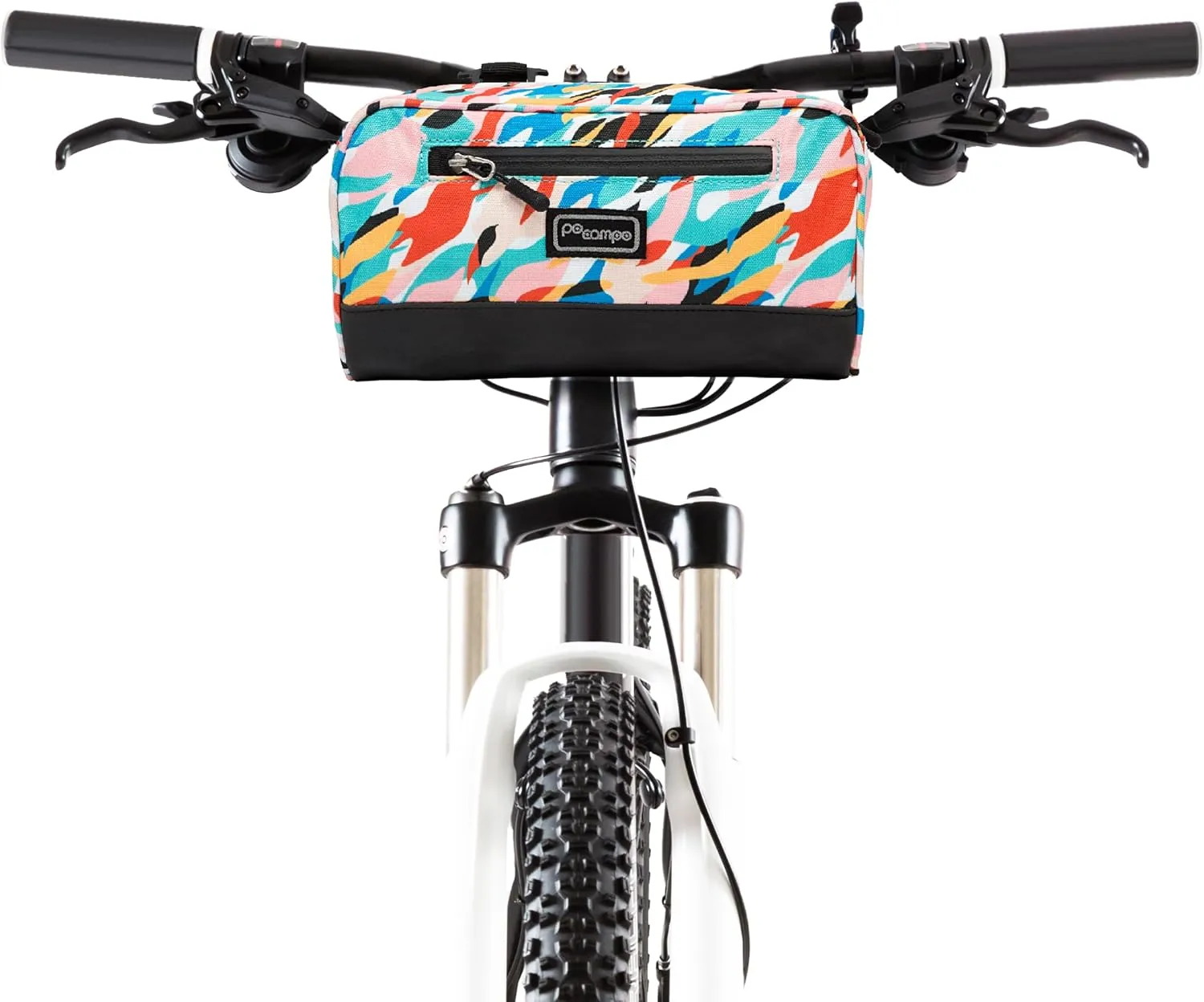 Po Campo Domino Handlebar Bag - Large, Waterproof Bicycle Storage Baskets for Front Mount - Lightweight Bike Bags That Convert To Crossbody (Waves)