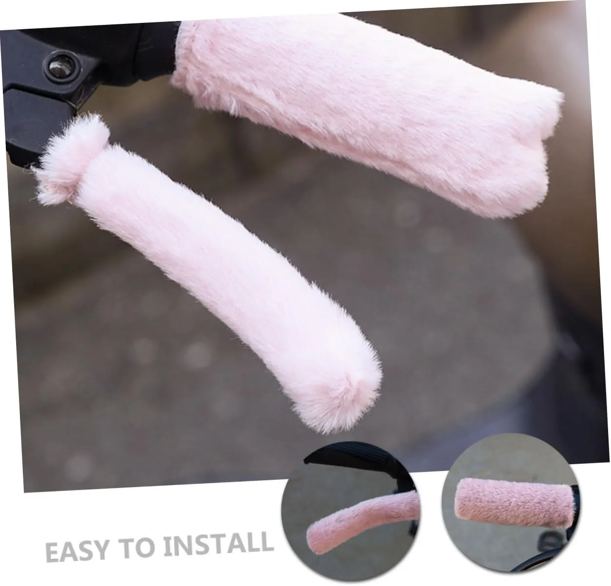 POPETPOP Plush Handle Gloves Bike Grip Furry Bike Handle Grips Accessories Handlebar Grips Mountain Bike Handle