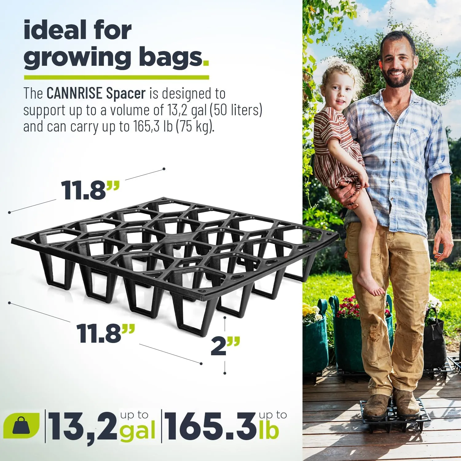 Pot Holder Plant Stand – 10-Pack Plant Stand Indoor and Outdoor for Pots and Grow Bags – Heavy Duty Stand Supports 75kg/165.3lb – Improves Drainage and Aeration