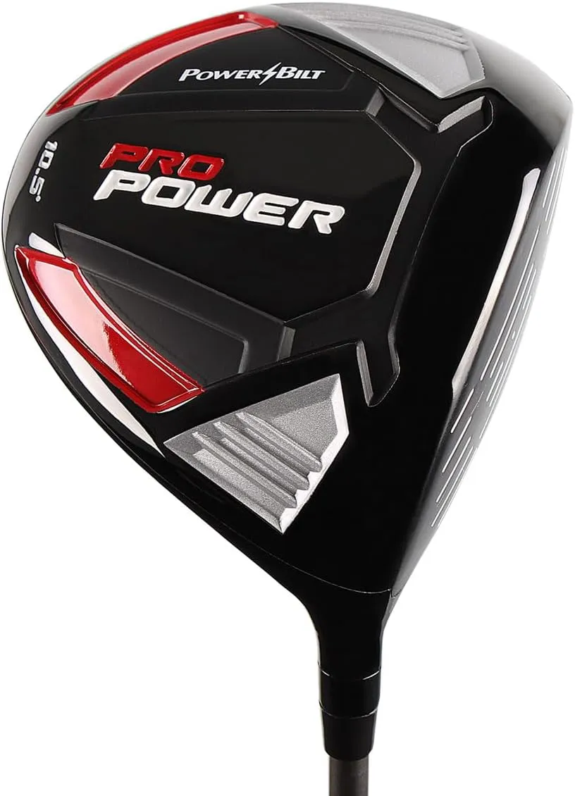 Powerbilt Pro Power Men’s Complete Graphite Golf Club Package Set, Right and Left Handed Includes Driver, Fairway, Hybrid, 6-PW, Mallet Putter, Stand Bag, 3 Headcovers