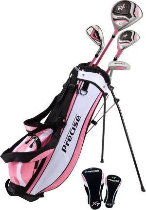 Precise X7 Kids Golf Clubs Set for Ages 3-5, 6-8, 9-12 | Right/Left Hand Girls & Boys Golf Clubs with Lightweight Graphite Shafts, Hybrid & Stand Bag for 3'0" to 5'0" Height