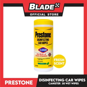 Prestone Disinfecting Car Wipes Canister 30pcs (Fresh Scent)